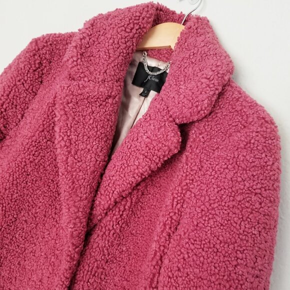 J. Crew Teddy Sherpa Topcoat Jacket Coat M Dried Rose Pink Romantic Preppy $248 - Picture 8 of 16